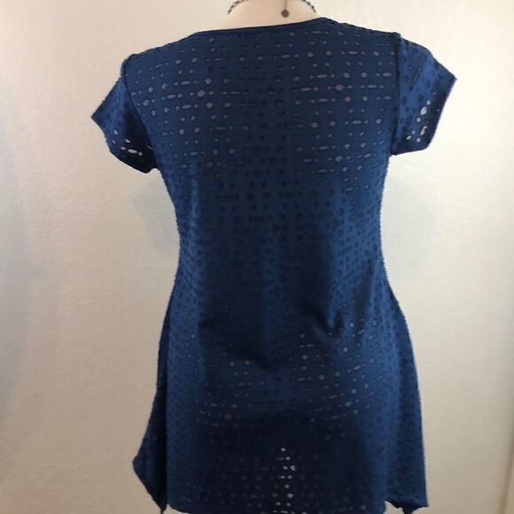 NY collection blue handkerchief hem top - Picture 3 of 5